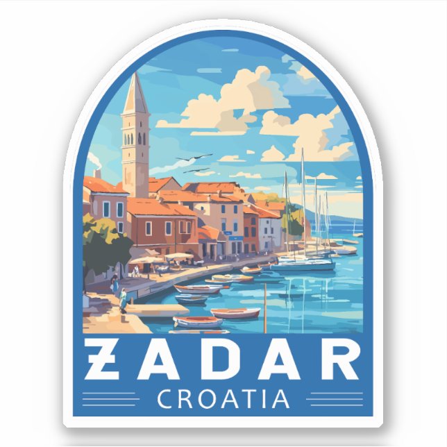 Sticker Zadar Croatie Emblem d'art de voyage (Devant)