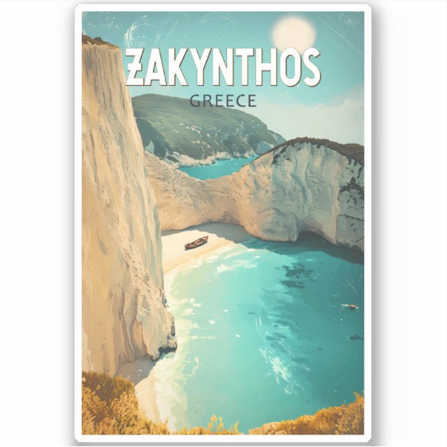 Sticker Zakynthos Greece Illustration Travel Art Vintage (Devant)