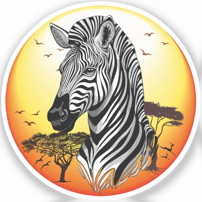 Sticker Zebra African Savanna Wild Animal (Recto)