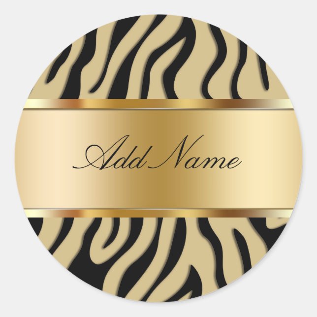 Sticker Zebra Stripes Monogram Étiquettes (Devant)
