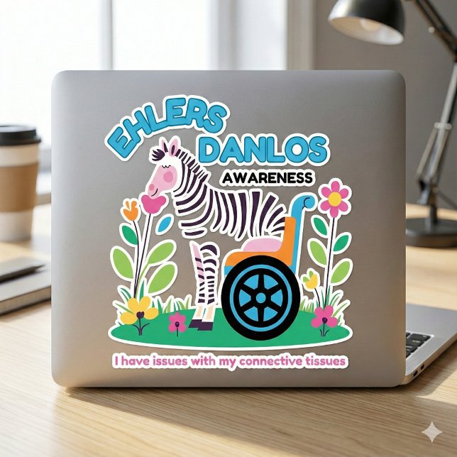 Sticker Zebra Vinyl Sensibilisation EDS (Spread EDS awareness with this cute, "I have issues with my connective tissues" vinyl sticker! )