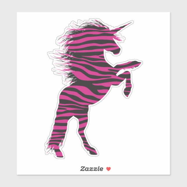 Sticker Zèbre rose et noir Imprimer Unicorne (Feuille)