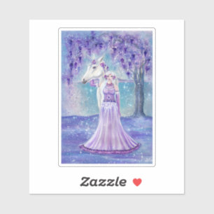 Sticker Zephyr licorne et féerie Art par Renee Lavoie