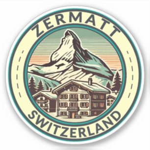 Sticker Zermatt Suisse Illustration Insigne d'art de voyag