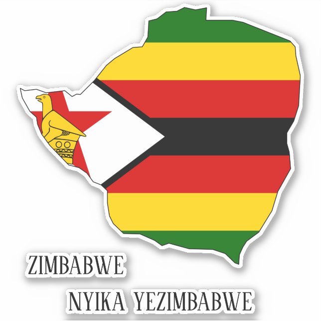 Sticker Zimbabwe Drapeau Charme Carte Patriotique (Devant)