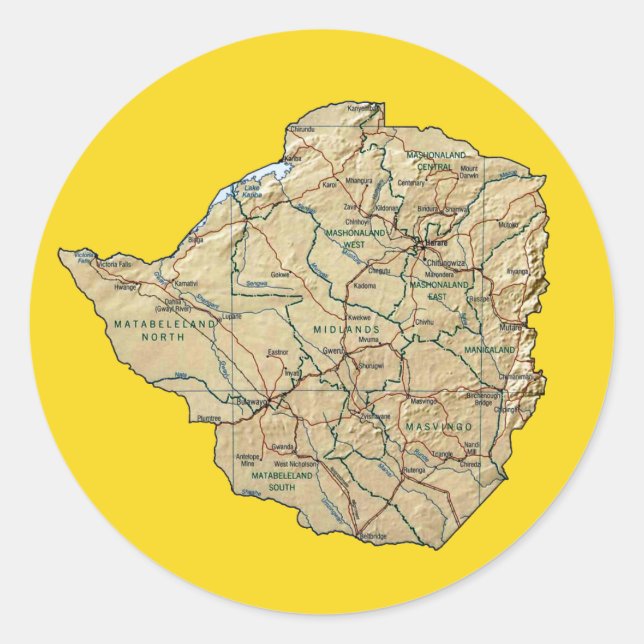 Sticker Zimbabwe Map (Devant)