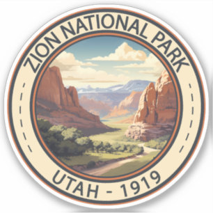 Sticker Zion National Park Illustration Art de voyage