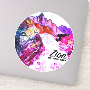 Sticker Zion National Park Utah Camping Trip Aquarelle