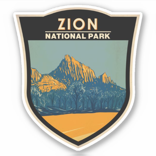 Sticker Zion National Park Utah The Watchman Vintage (Devant)