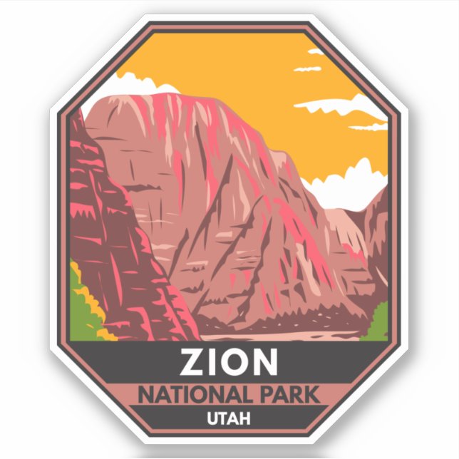 Sticker Zion National Park Utah Vintage (Devant)