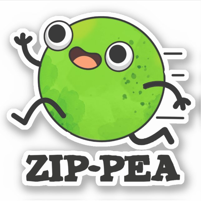 Sticker Zip pea Funny Zippy Pea Pun (Devant)