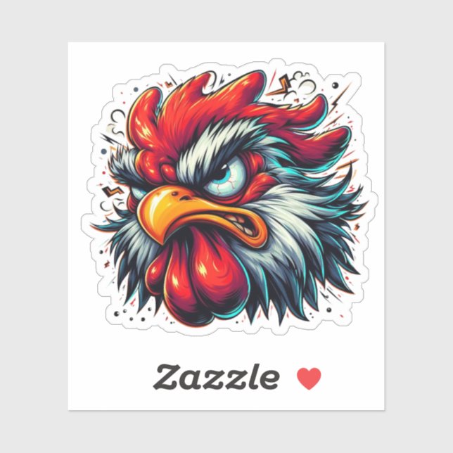 Sticker "Zippy the Vivid Rooster" Vinyl (Feuille)