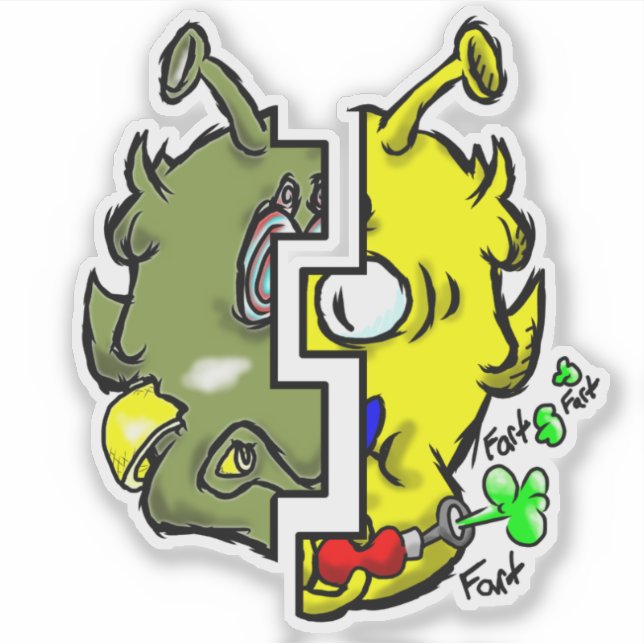 Sticker Zippy Trippy Alien Dazs 2 Face Yello/Gre (Devant)