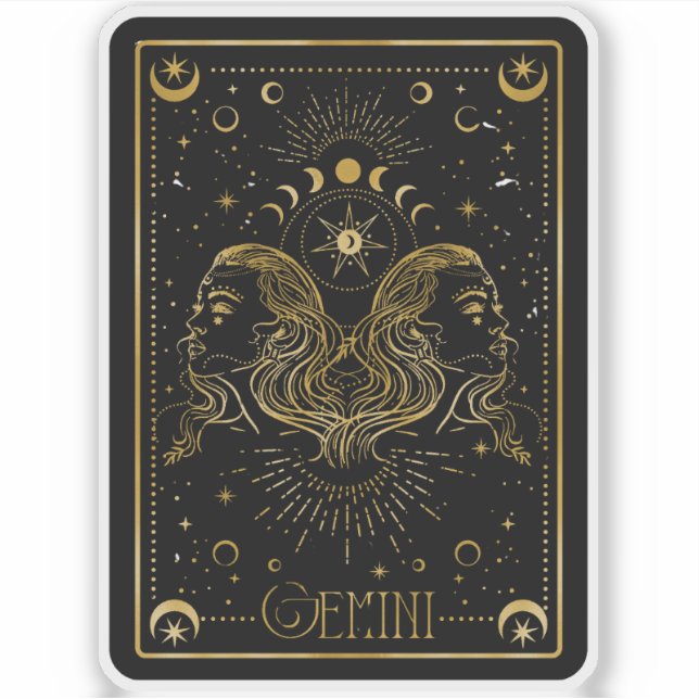 Sticker Zodiac Gemini Astrologique Noir & Or (Devant)