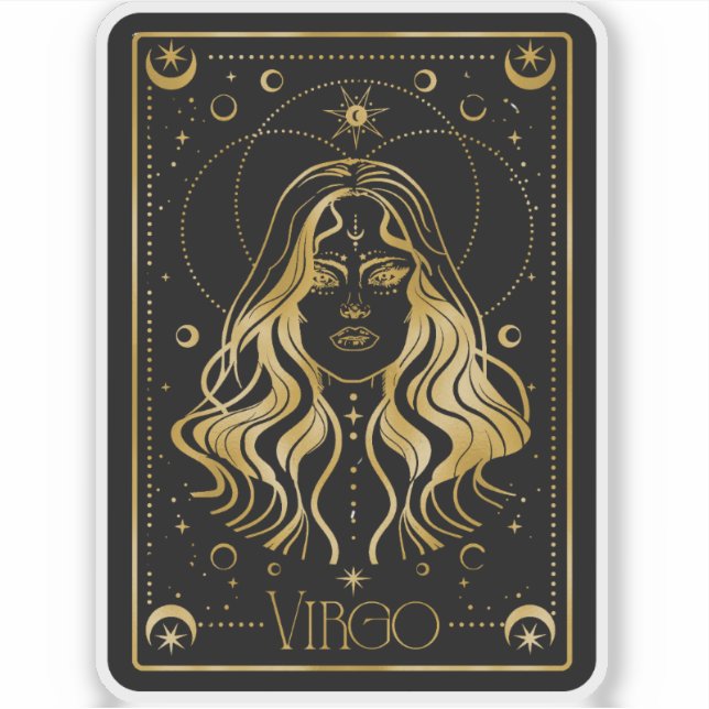 Sticker Zodiac Virgo Astrological Black & Gold (Devant)