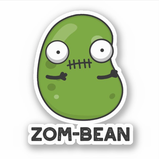 Sticker Zom-bean Drôle Halloween Zombie Bean Pun (Devant)