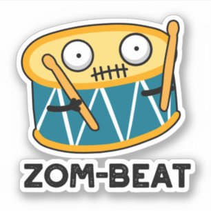 Sticker Zom beat Funny Halloween Zombie Drum Pun
