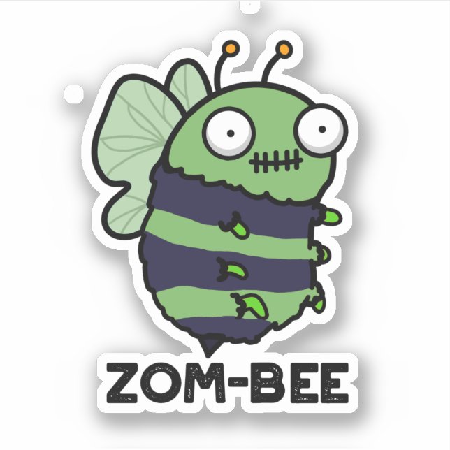 Sticker Zom-bee Drôle Halloween Zombie Bee Pun (Devant)
