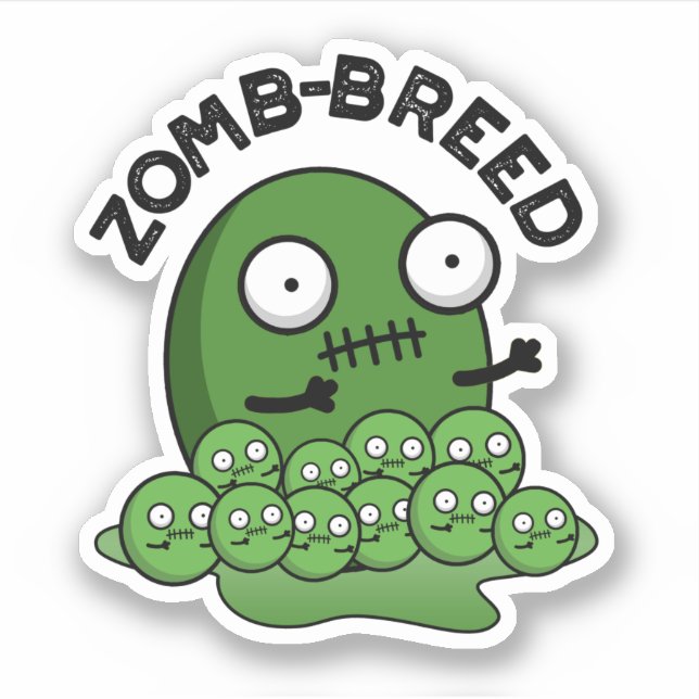 Sticker Zom-breed Funny Halloween Zombie race Pun (Devant)