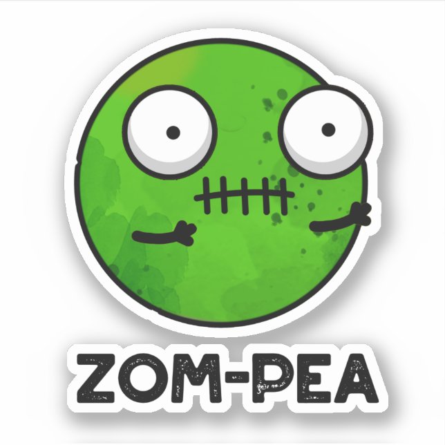 Sticker Zom-pea Drôle Halloween Zombie Pea Pun (Devant)