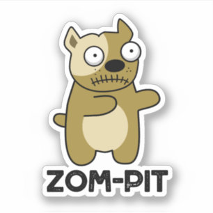 Sticker Zom-pit Funny Halloween Zombie Pit Bull Pun