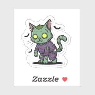 Sticker Zombie Kitty - Halloween de chat vert Éffrayant