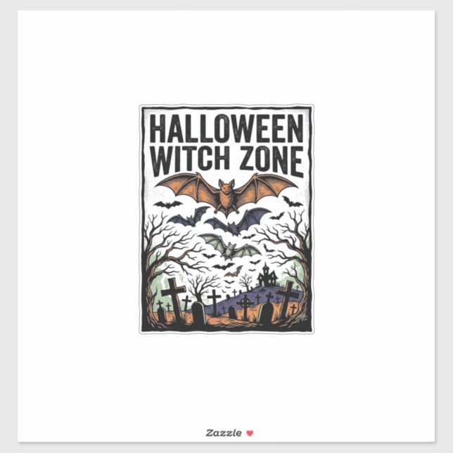 Sticker Zone de sorcière d'Halloween Dessin de chauves-sou (Feuille)