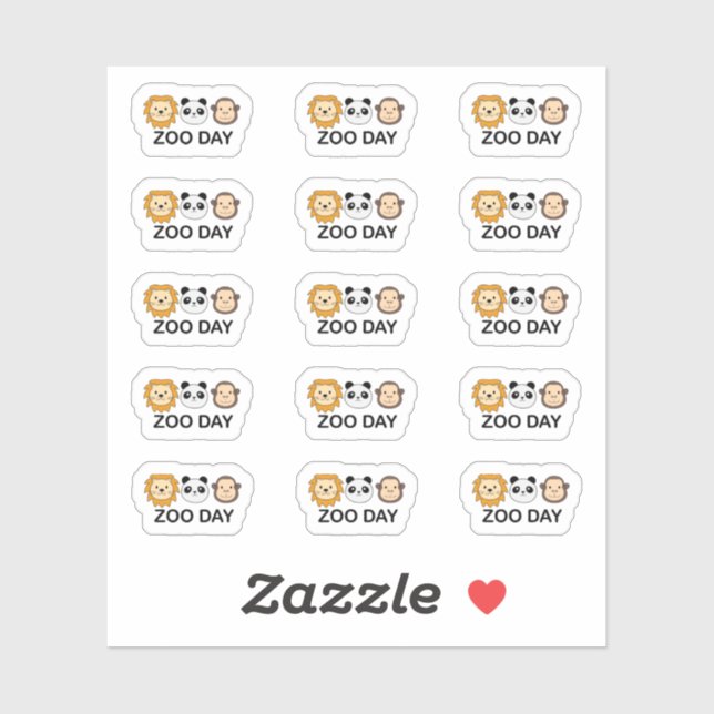Sticker Zoo Day Rappel mignon Animaux sauvages Visitez le  (Feuille)
