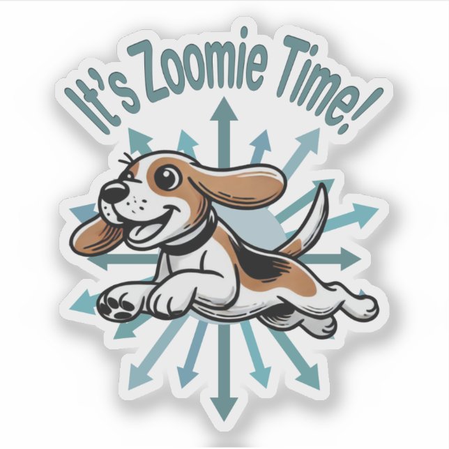 Sticker Zoomie Time Beagle (Devant)
