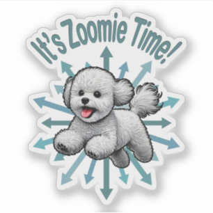Sticker Zoomie Time Bichon Frise
