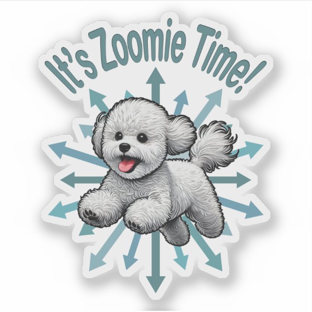 Sticker Zoomie Time Bichon Frise (Devant)