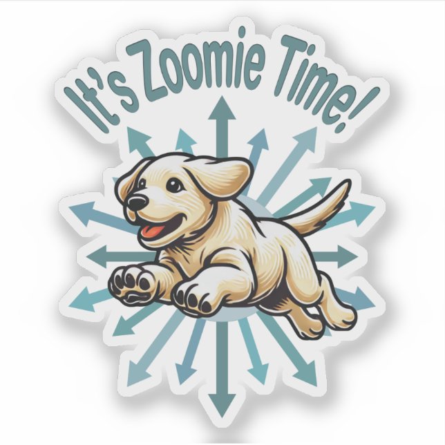 Sticker Zoomie Time Golden Lab (Devant)