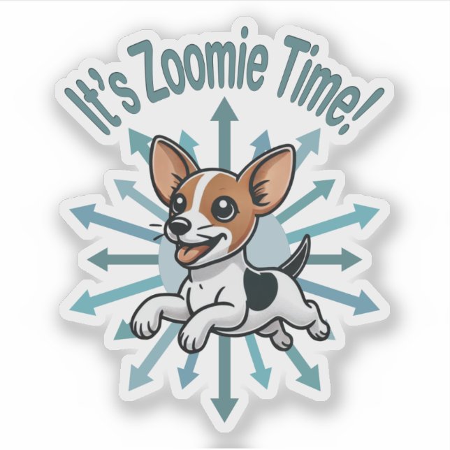 Sticker Zoomie Time Rat Terrier (Devant)