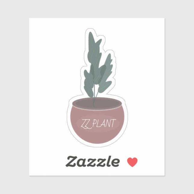 Sticker ZZ Botanique Houseplants Plante Pot Vert (Feuille)