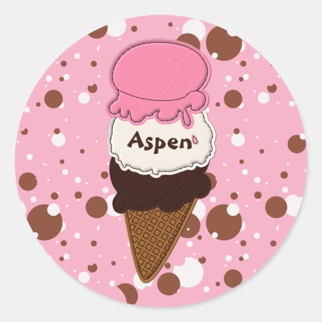 STICKERS 1 ROND Napolitains À Cône Étiqueté (Devant)