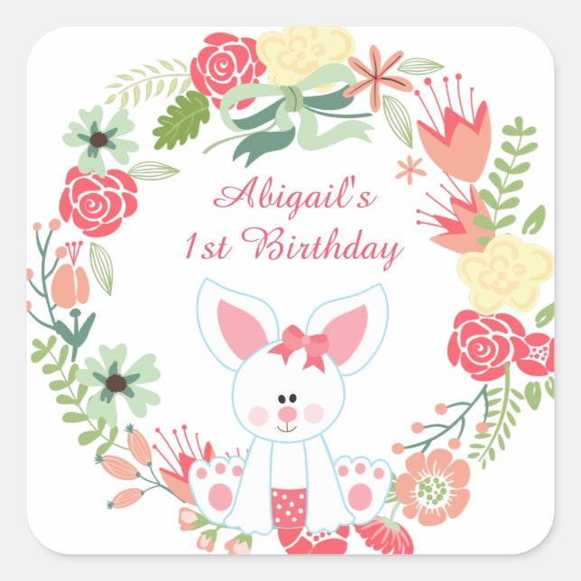 Stickers 1er Anniversaire Bunny et Wreath (Devant)