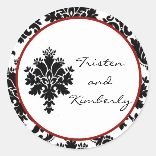 Stickers 20 - 1,5" Favor Black Red Damask (Devant)