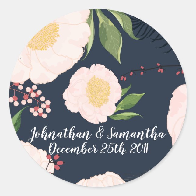 Stickers 20 - 1,5 po Favor Fleurs florales blanche (Devant)