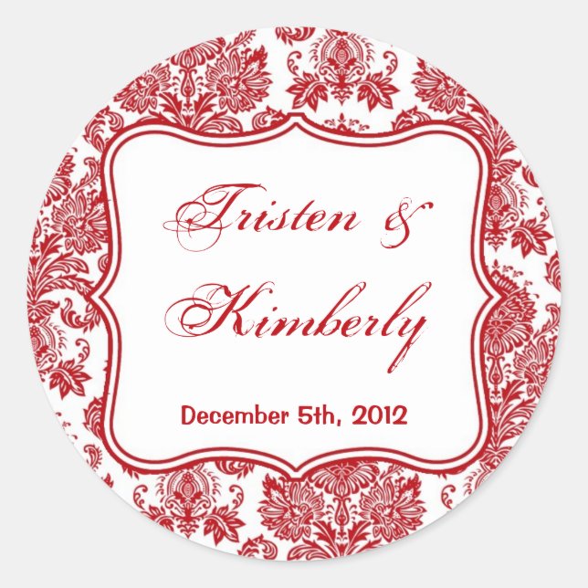 Stickers 20 - 1,5 po Favor Rouge Blanc Damask Lace (Devant)