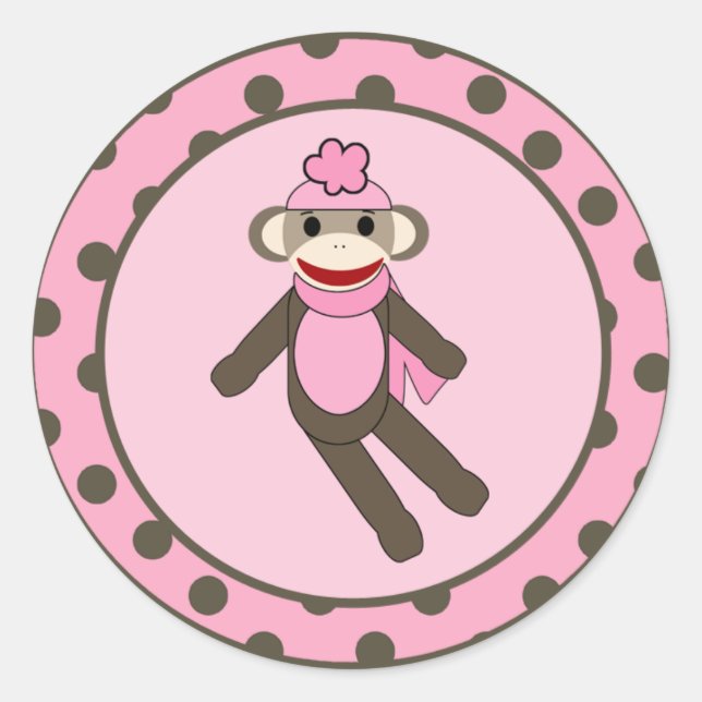Stickers 20 - 1,5 po Favor Sock Singe rose (Devant)