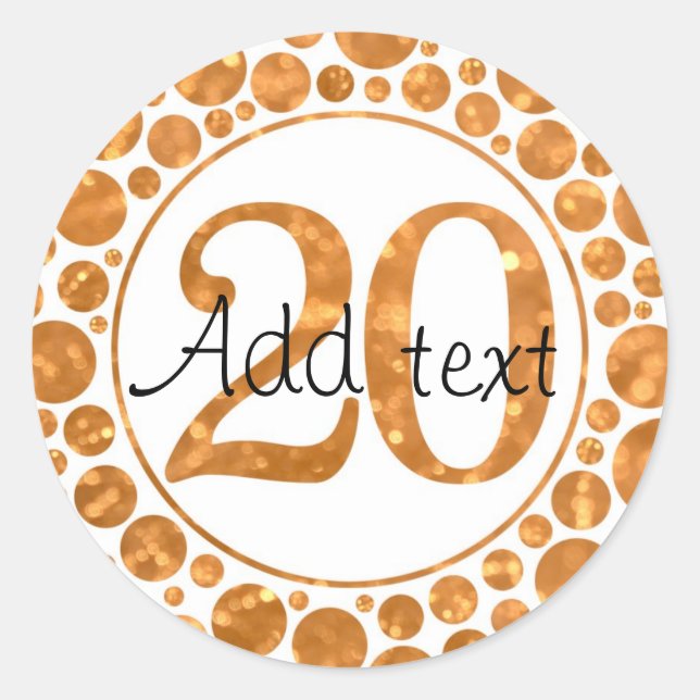 Stickers 20 In Gold - 20th Birthday Party (Devant)