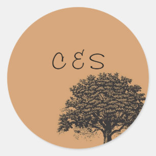 Stickers 20 Spring Tree Brown/Noir Wedding Favor