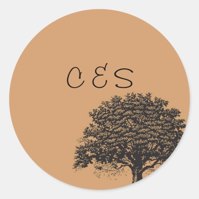 Stickers 20 Spring Tree Brown/Noir Wedding Favor (Devant)