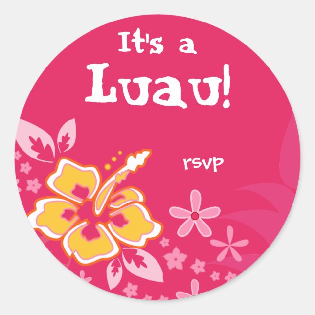 Stickers 232 Luau Party RSVP Hibiscus rose (Devant)