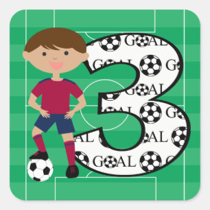 Stickers 3e anniversaire de but de football rouge
