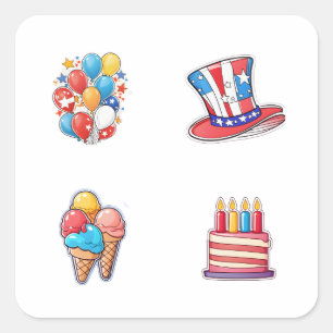 Stickers 4 juillet 4 pack