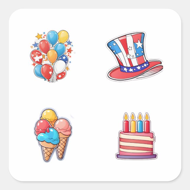 Stickers 4 juillet 4 pack (Devant)