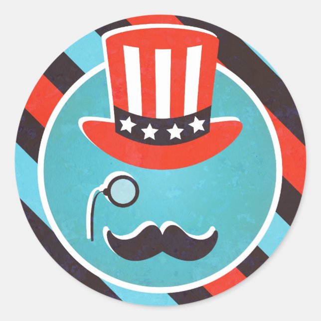 Stickers 4 juillet Mustache Monocle (Devant)