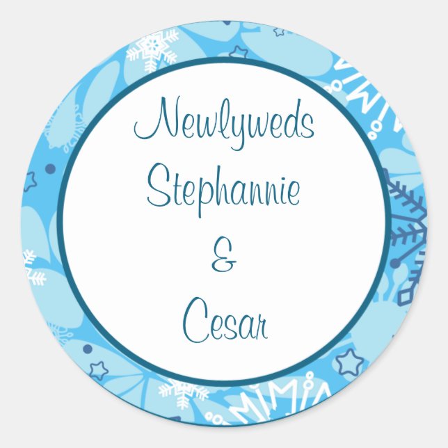 Stickers 6 - 3" Favoriser Arbre Bleu / Snowflakes (Devant)