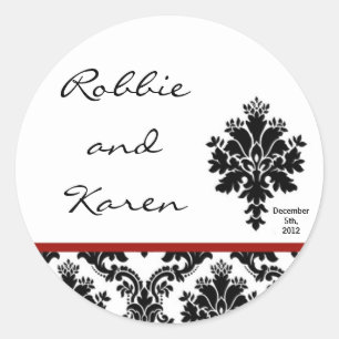 Stickers 6 - 3" Favoriser Black Red Damask Lace
